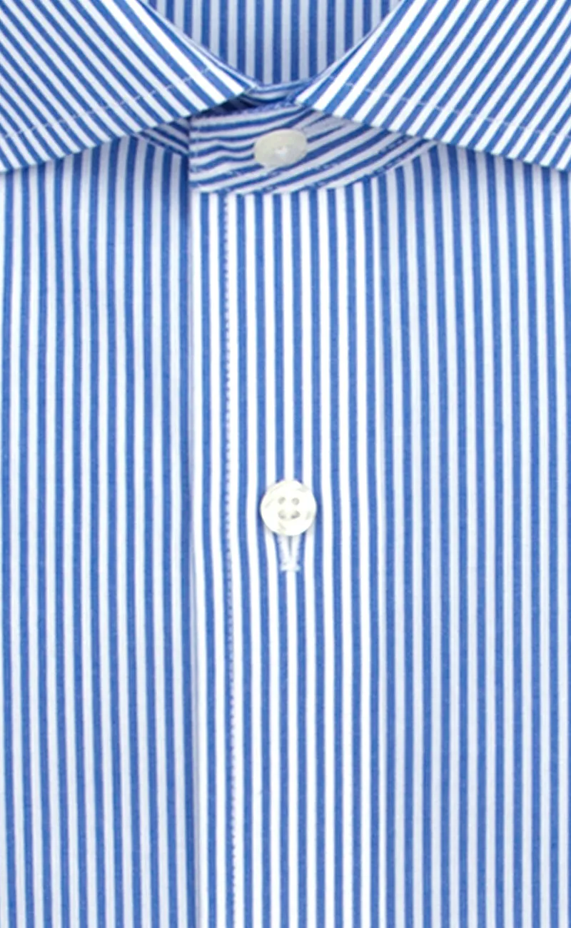 Classic Fit Blue Bengal Stripe English Spread Collar Supima® Cotton Non-Iron broadcloth Dress Shirt