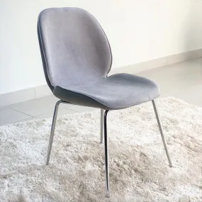 Classic Gray Fabric Chair Silver Legs