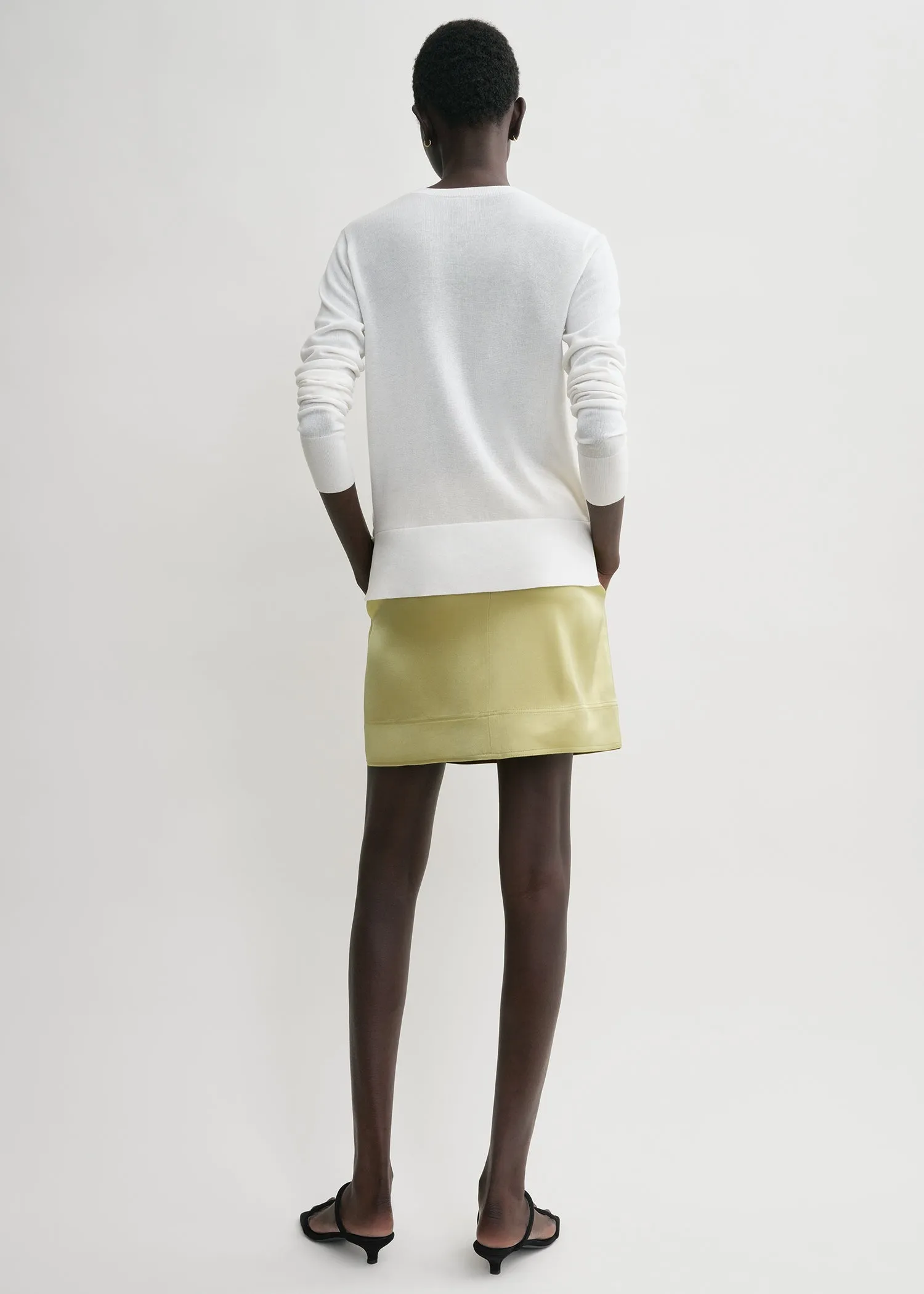 Contrast satin mini skirt melon