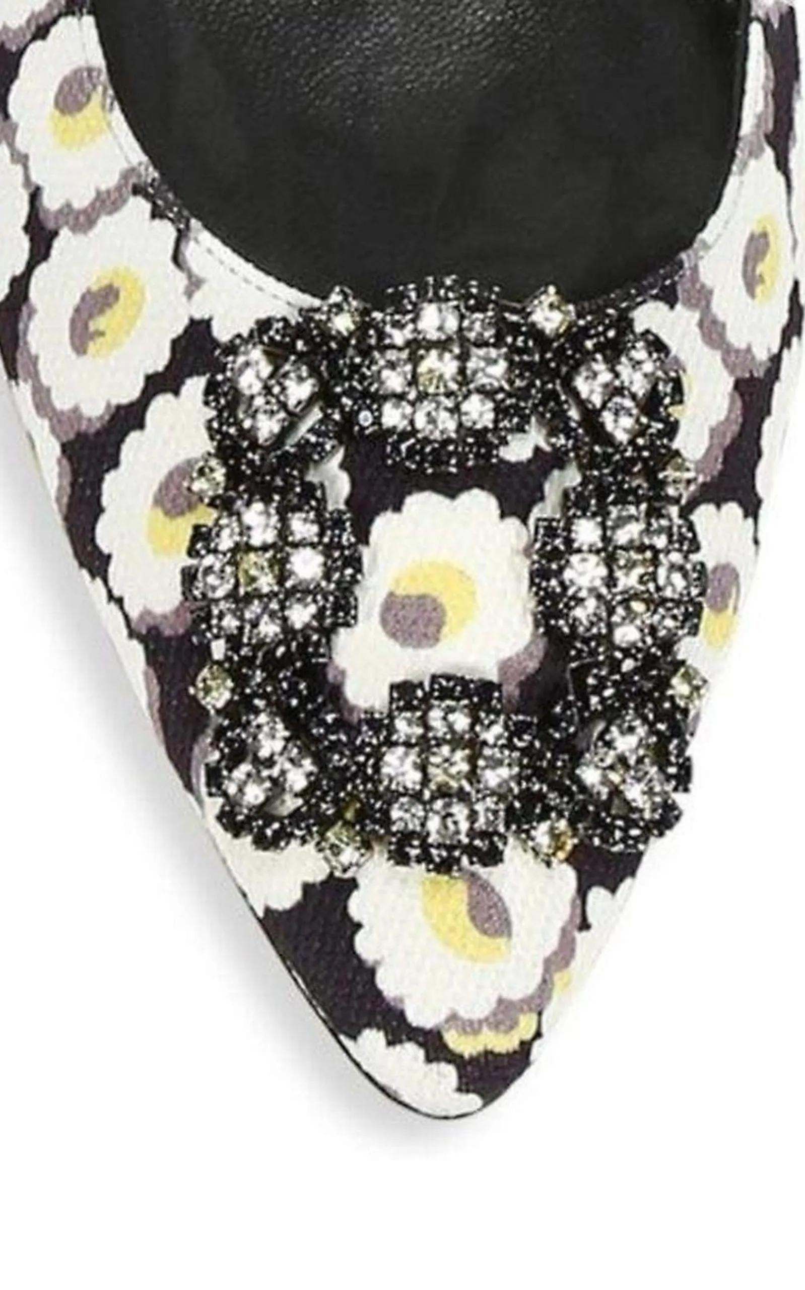 Crystal Brooch Floral Print Flats