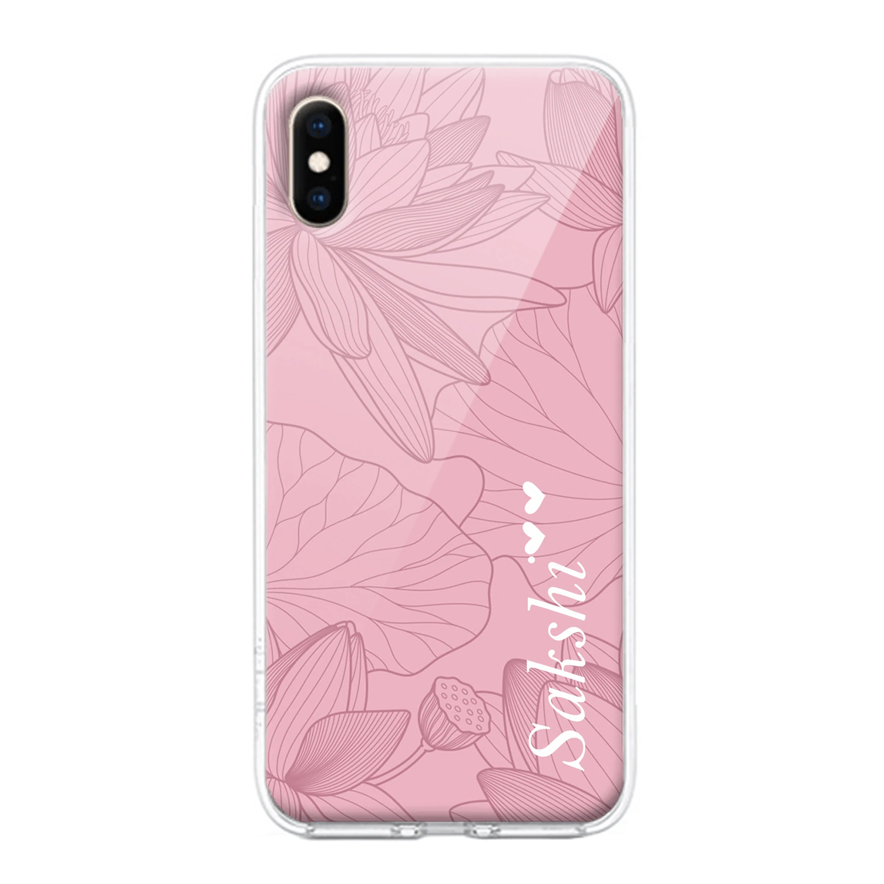 Customized luxury Peach leaves Transparent Silicon Case For iPhone