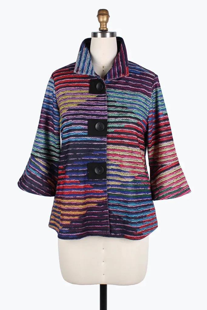 Damee Multi-Stripe Button Patch Jacket 4820-MLT