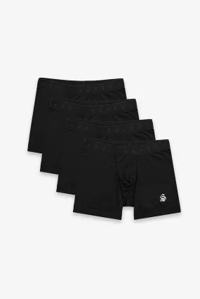 Emblem Boxer Shorts - Black (4 Pack)