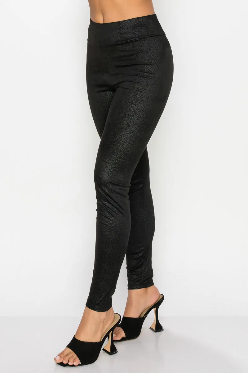 Embossed Snake Print Leggings Set