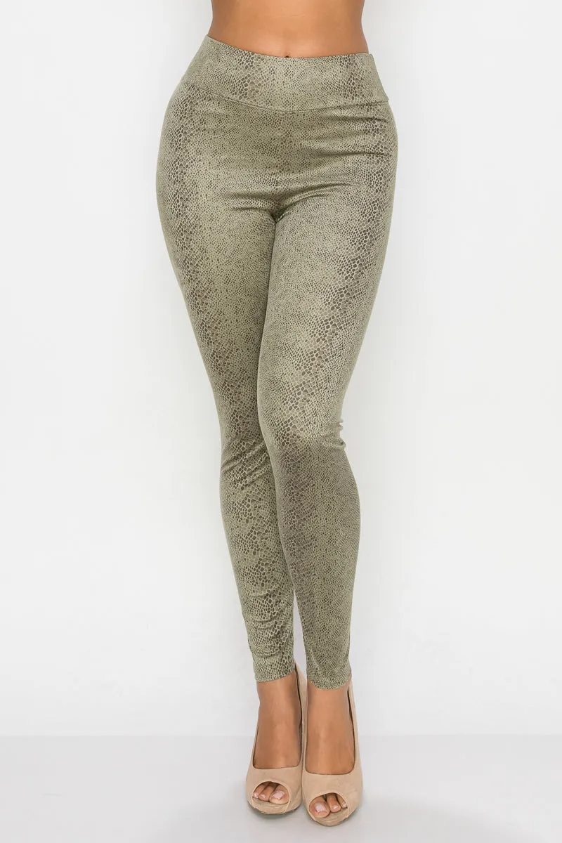 Embossed Snake Print Leggings Set