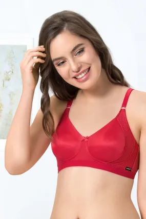 every de Essential Non-Padded Non-Wired Support Full Cover Bra - Crimson