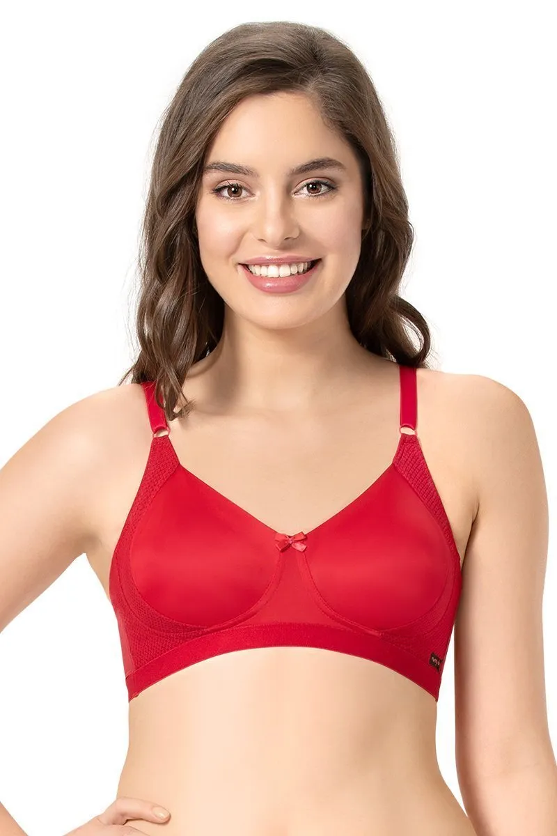 every de Essential Non-Padded Non-Wired Support Full Cover Bra - Crimson