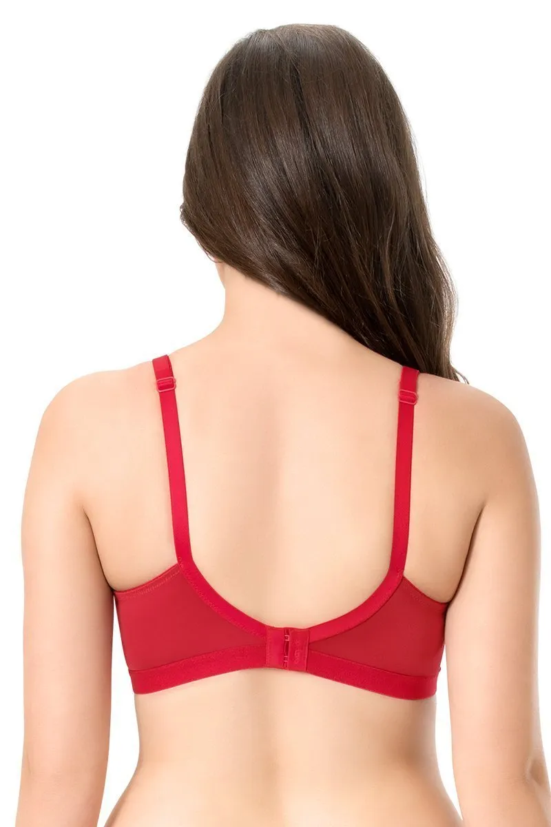 every de Essential Non-Padded Non-Wired Support Full Cover Bra - Crimson