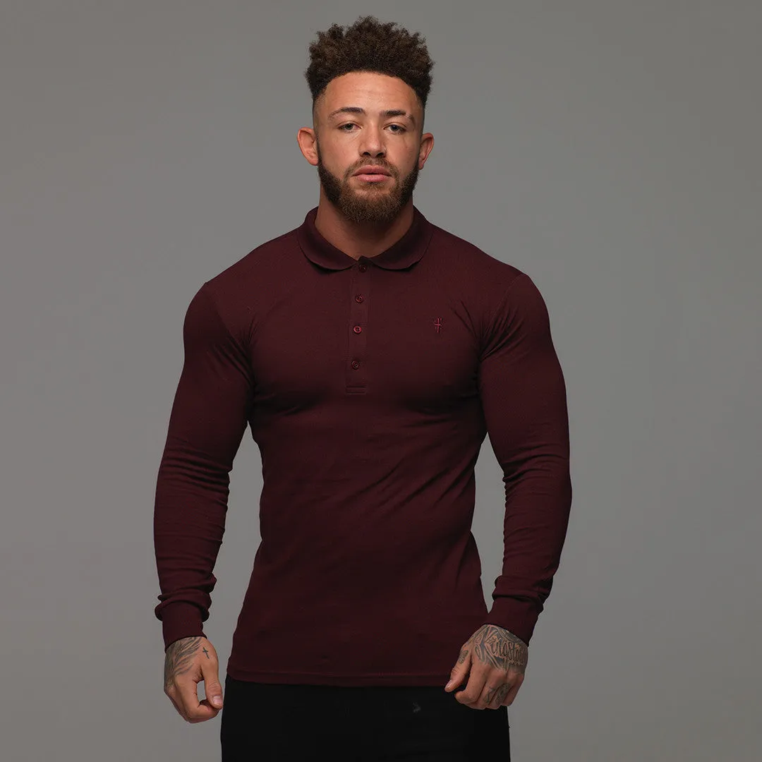 Father Sons Classic Burgundy Long Sleeve Polo Shirt FSH034