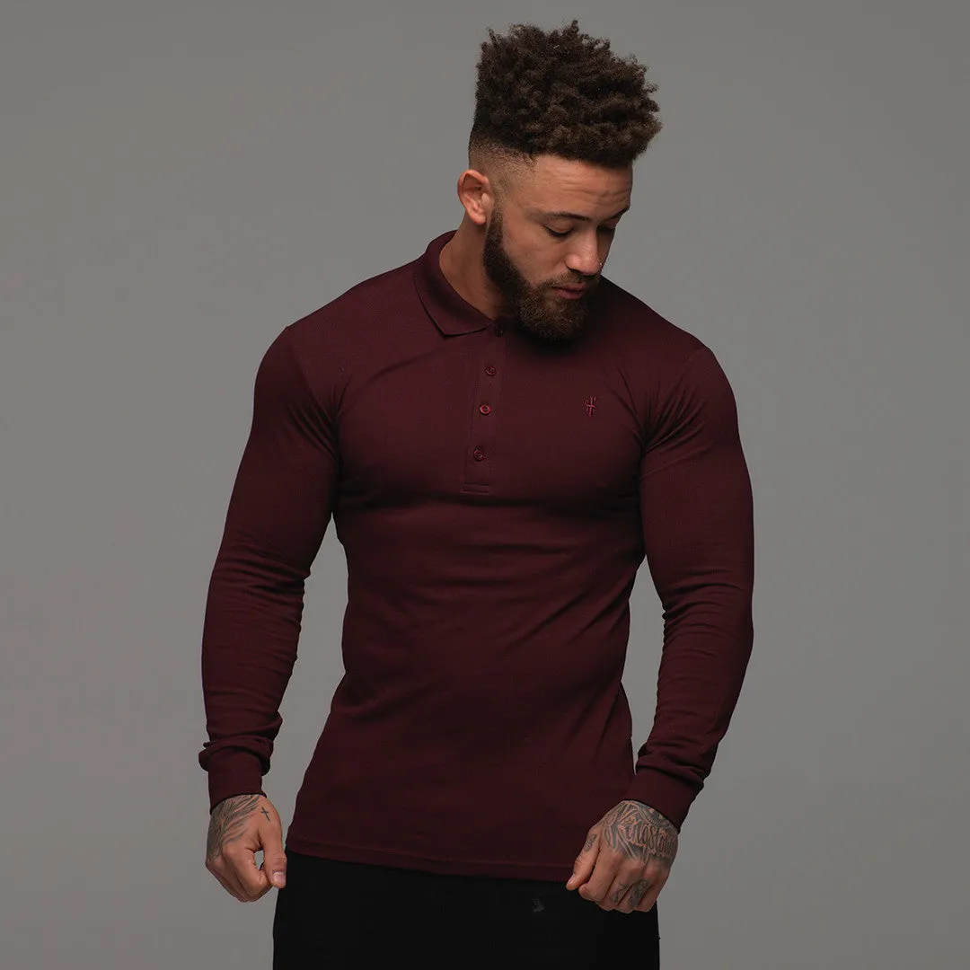 Father Sons Classic Burgundy Long Sleeve Polo Shirt FSH034