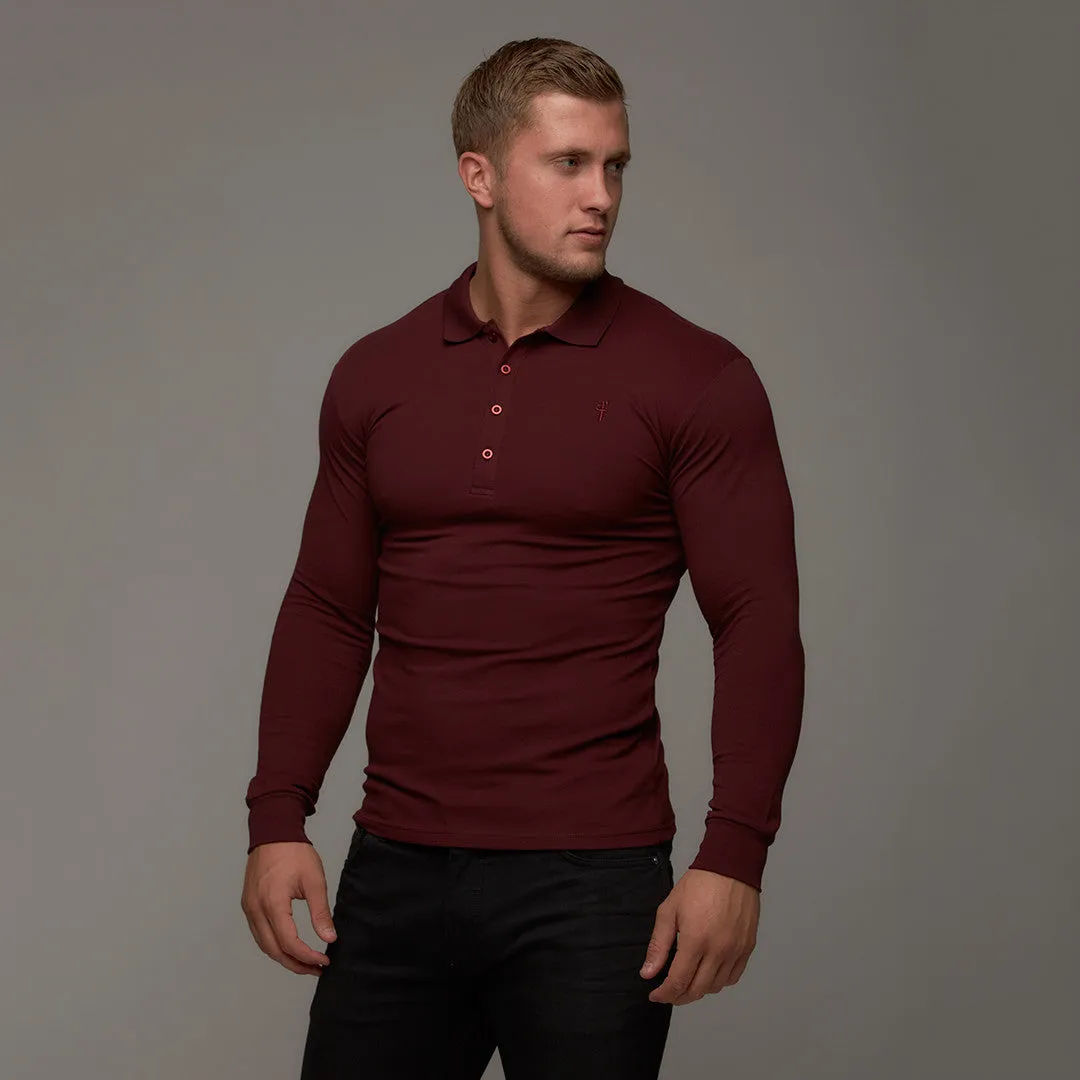 Father Sons Classic Burgundy Long Sleeve Polo Shirt FSH034