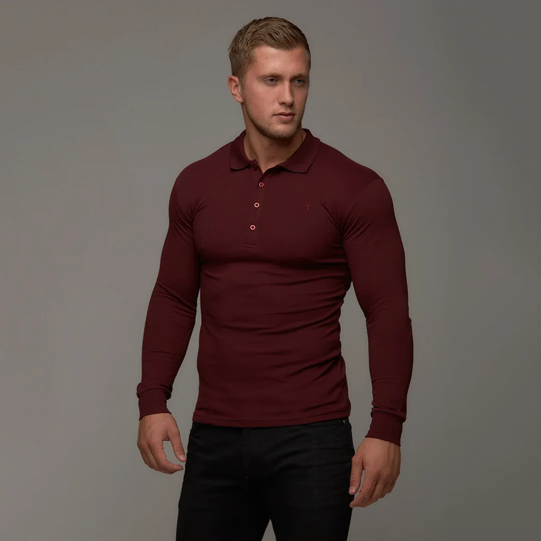 Father Sons Classic Burgundy Long Sleeve Polo Shirt FSH034