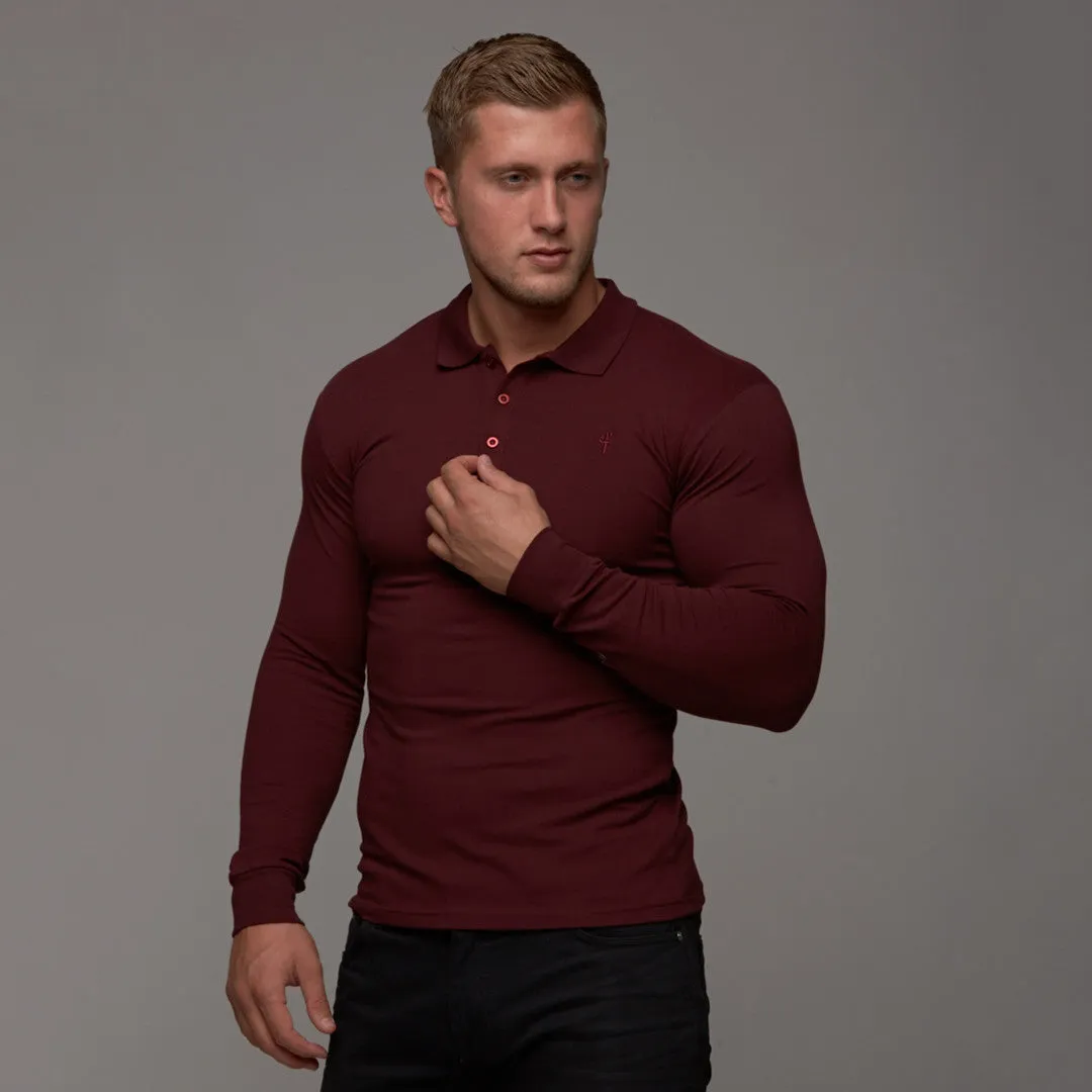 Father Sons Classic Burgundy Long Sleeve Polo Shirt FSH034