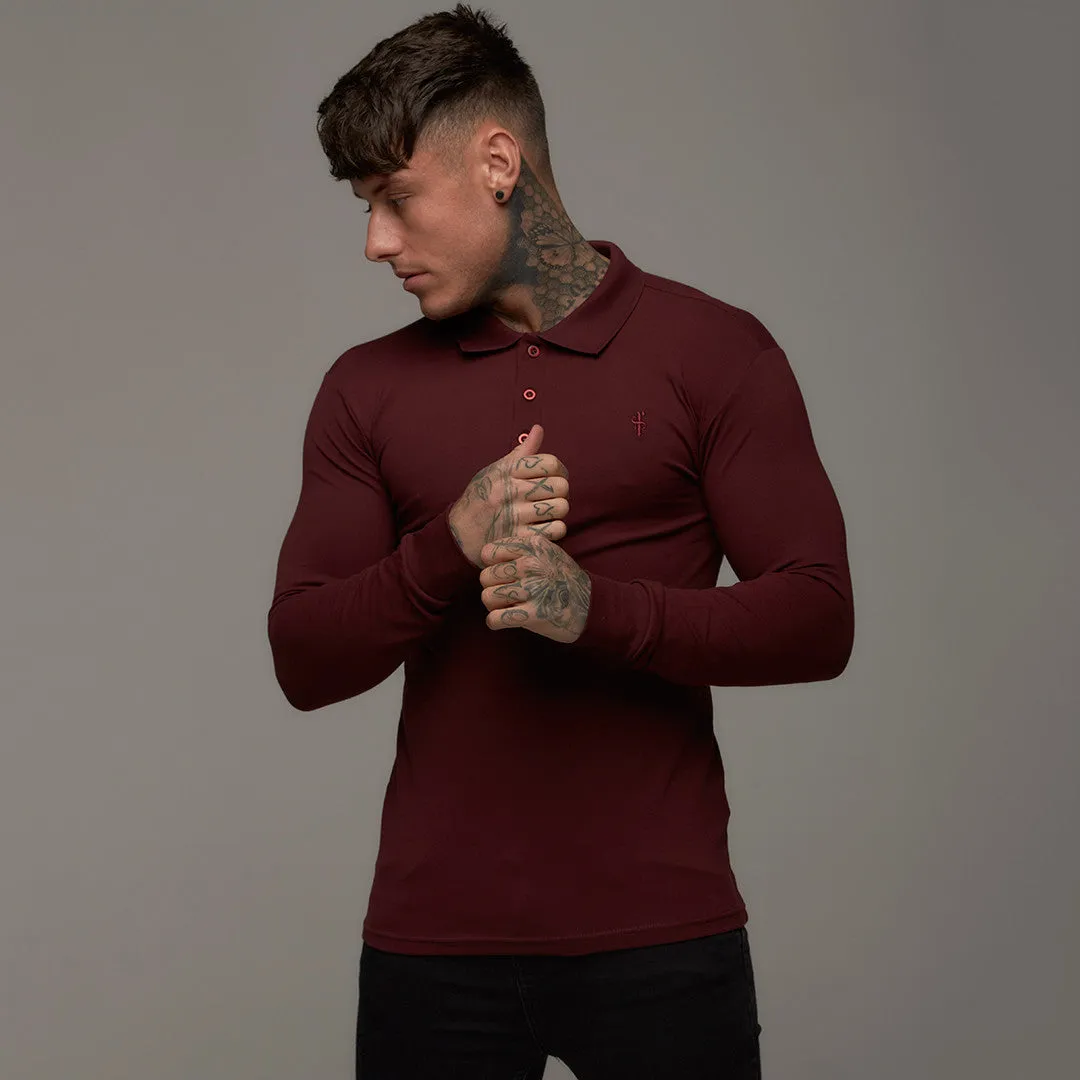 Father Sons Classic Burgundy Long Sleeve Polo Shirt FSH034