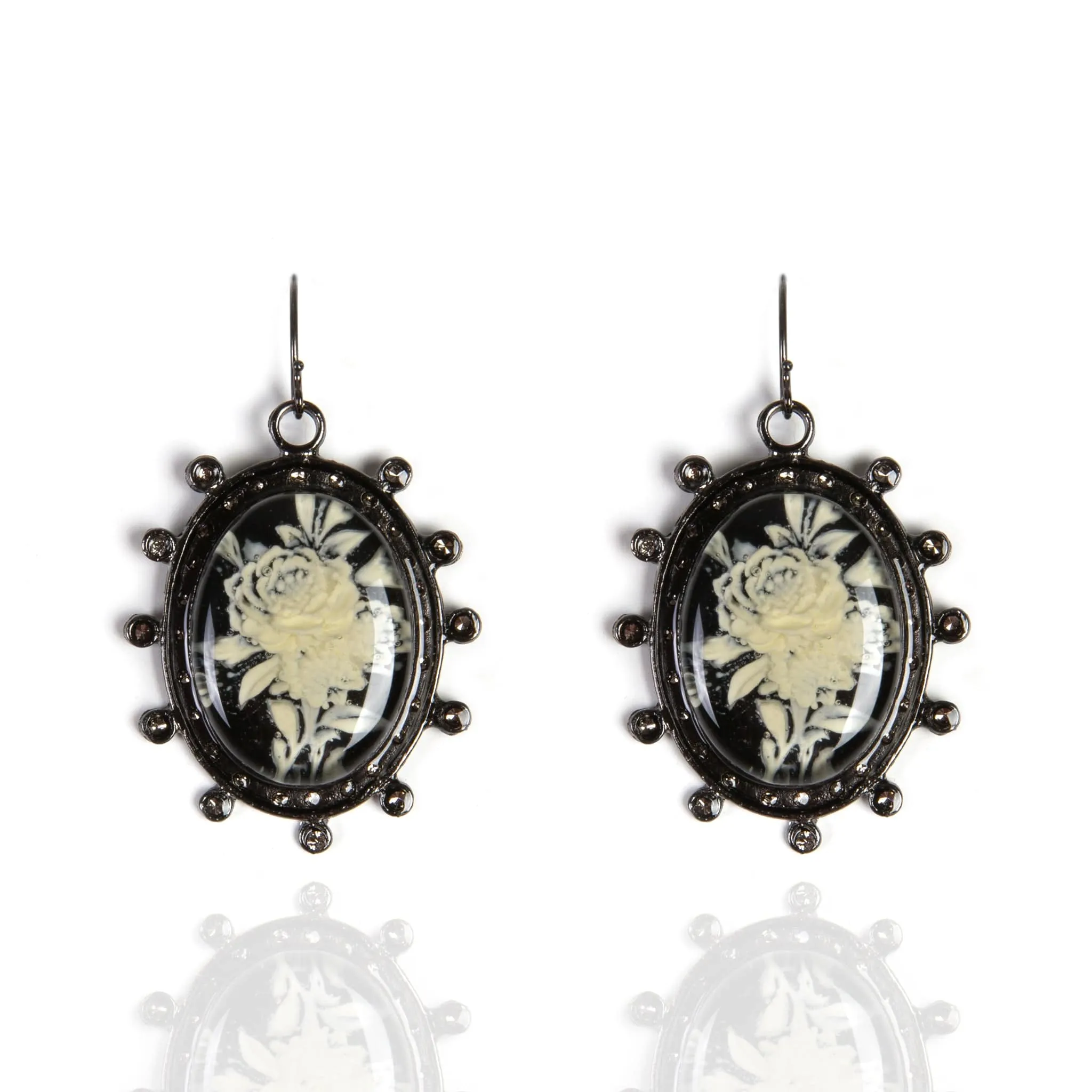 Floral Cameo Earrings