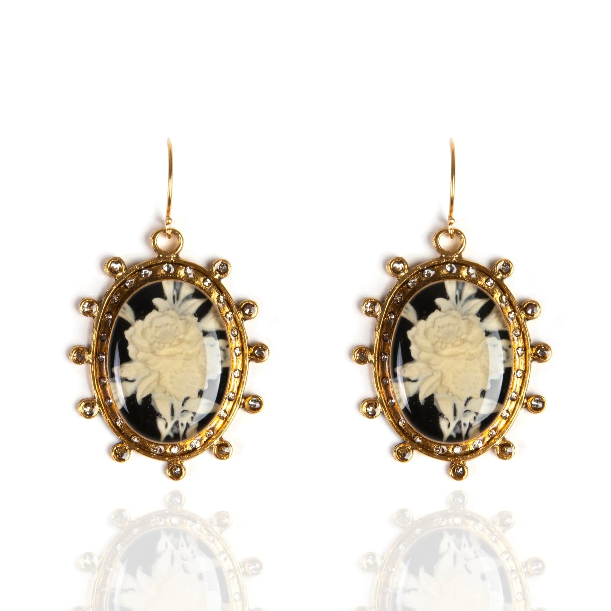 Floral Cameo Earrings