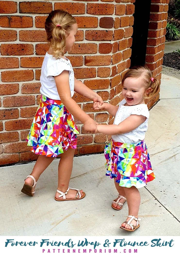 Forever Friends | Girls Wrap & Flounce Skirt Sewing Pattern