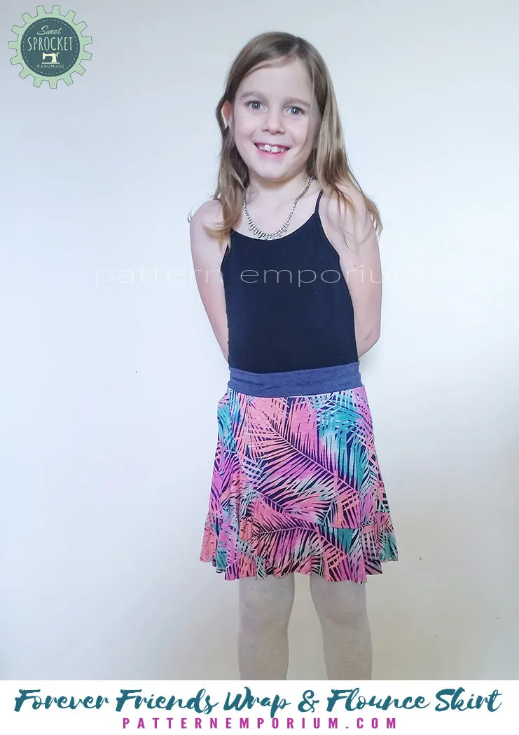 Forever Friends | Girls Wrap & Flounce Skirt Sewing Pattern