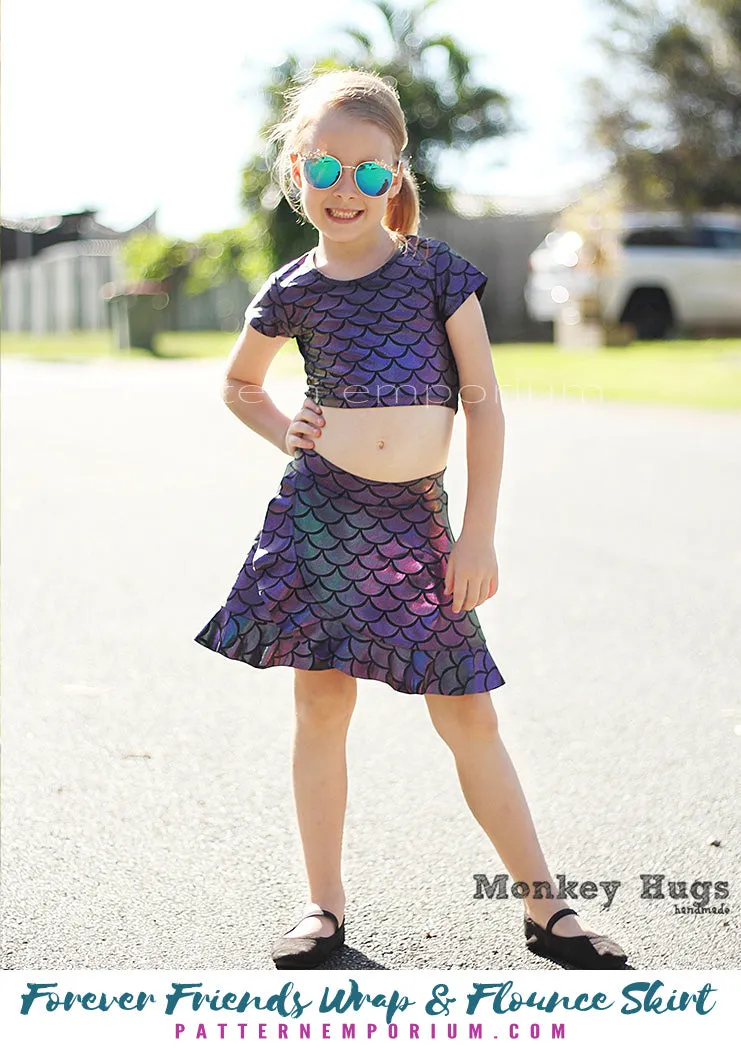 Forever Friends | Girls Wrap & Flounce Skirt Sewing Pattern