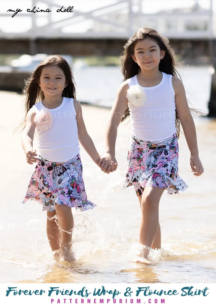 Forever Friends | Girls Wrap & Flounce Skirt Sewing Pattern