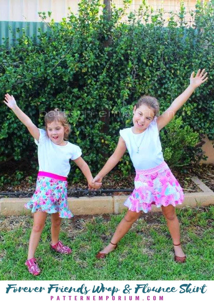 Forever Friends | Girls Wrap & Flounce Skirt Sewing Pattern