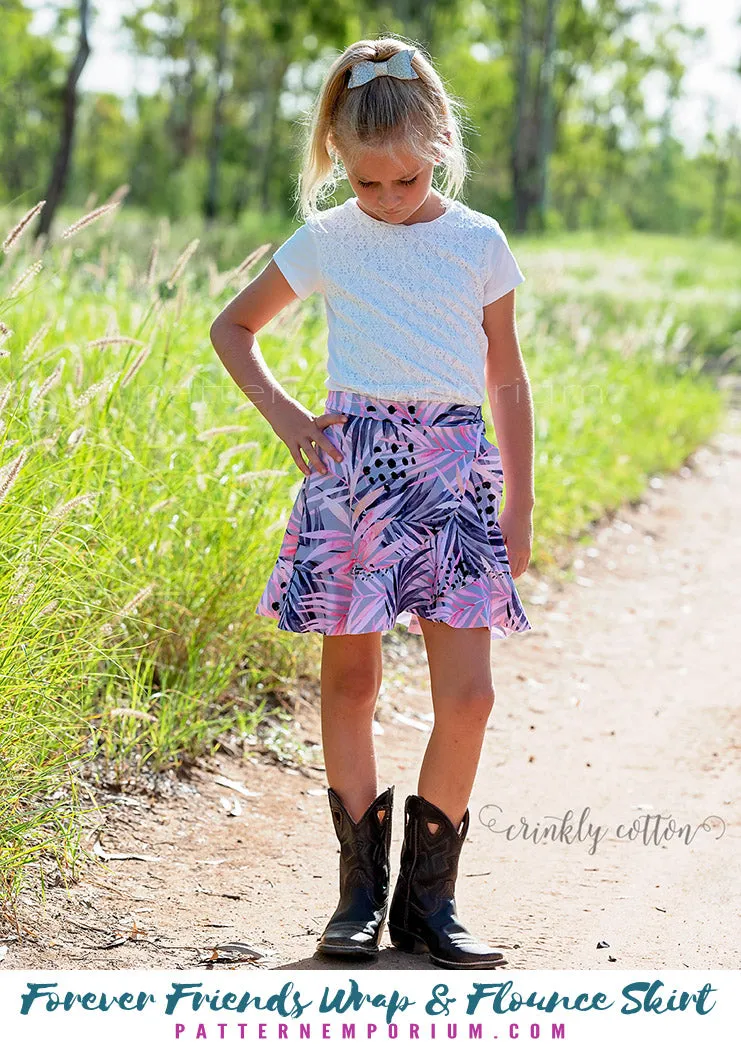 Forever Friends | Girls Wrap & Flounce Skirt Sewing Pattern