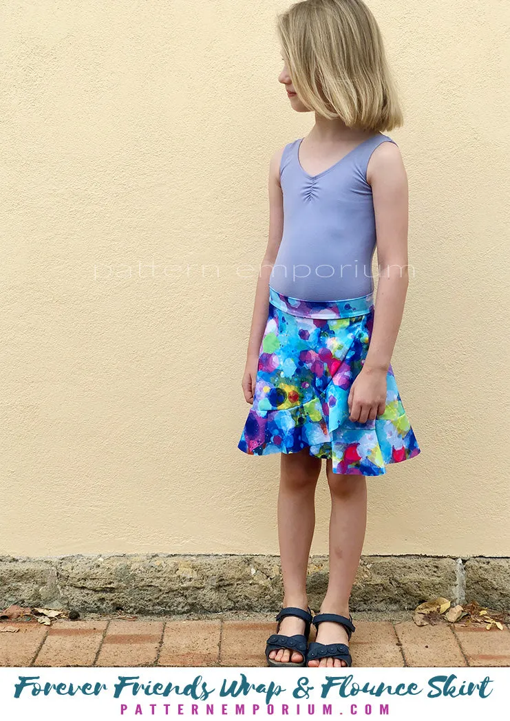 Forever Friends | Girls Wrap & Flounce Skirt Sewing Pattern