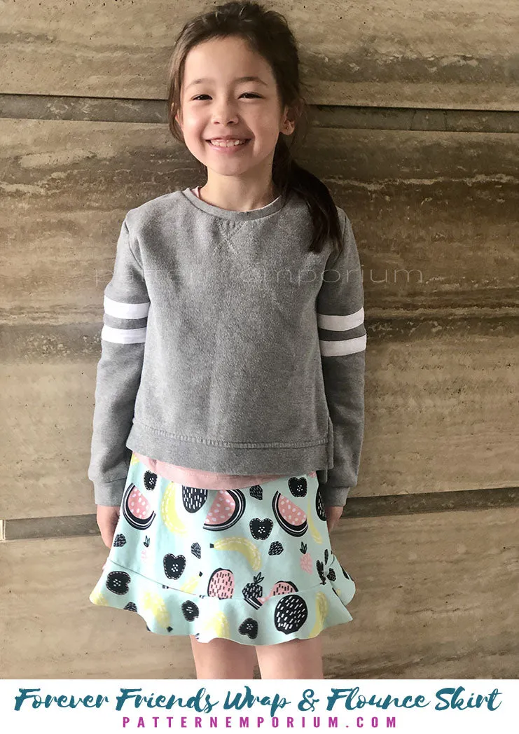 Forever Friends | Girls Wrap & Flounce Skirt Sewing Pattern