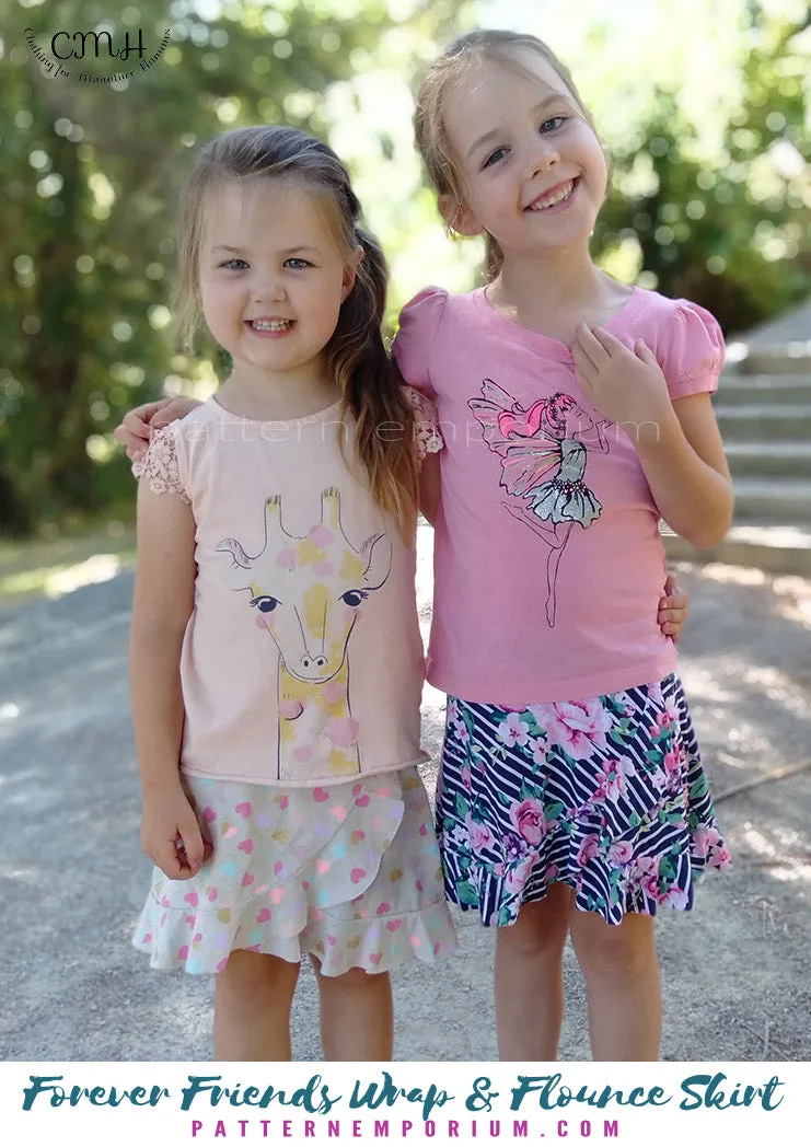 Forever Friends | Girls Wrap & Flounce Skirt Sewing Pattern