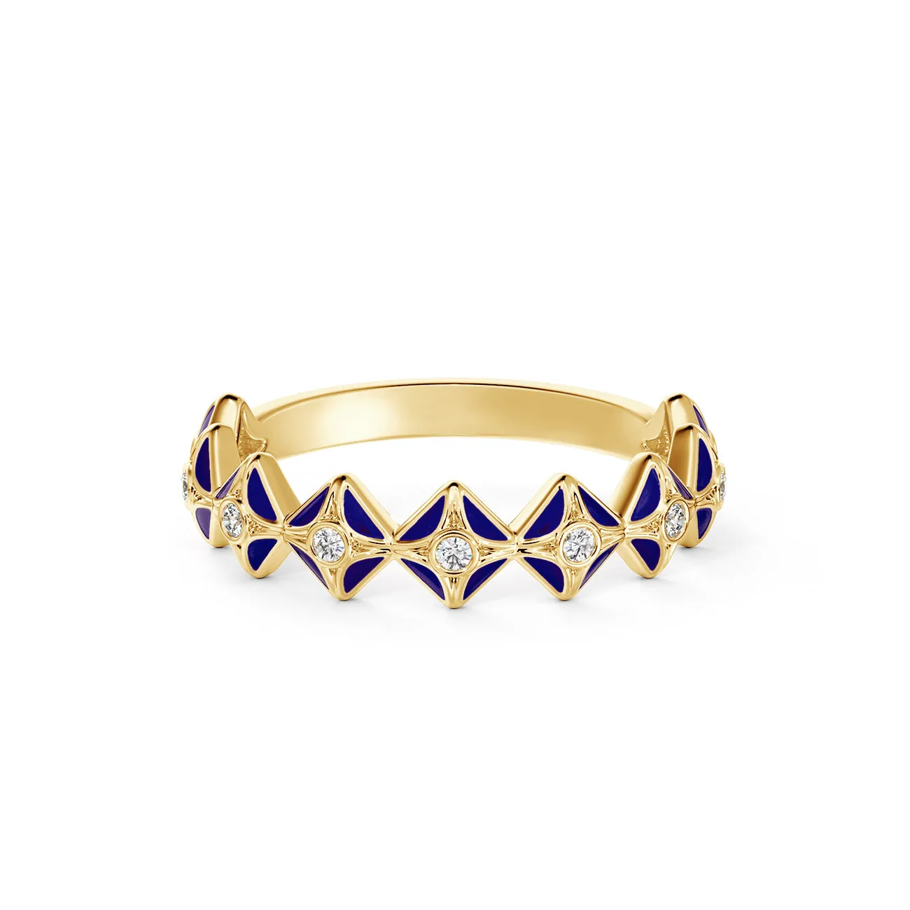 Forevermark Icon Collection Blue Enamel Nine Diamond Stacking Ring