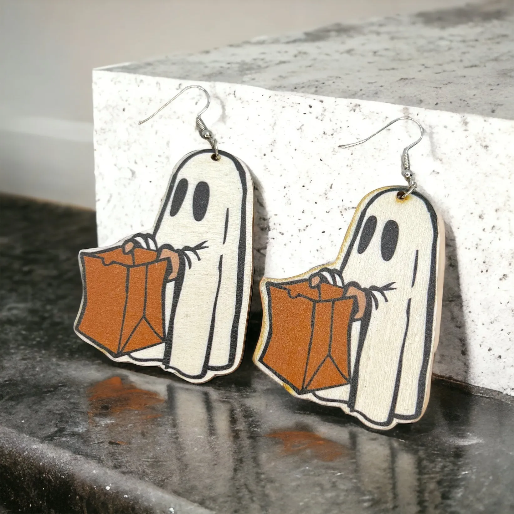 Ghost Earrings - Halloween Earrings, Halloween Accessories, Halloween Costume, Trick or Treat, Old School Halloween