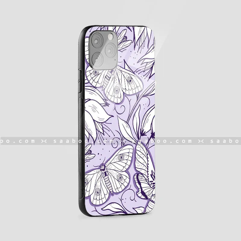 Glass Case With Lavender Butterfly Floral