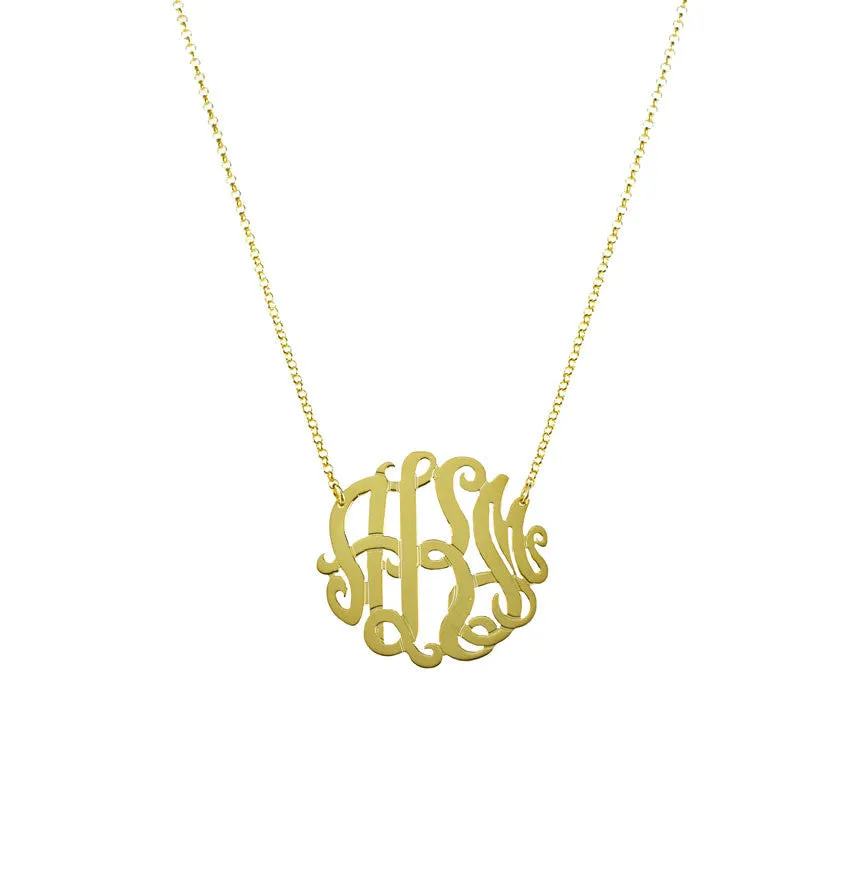 Gold Monogram Necklace - Bella Scroll