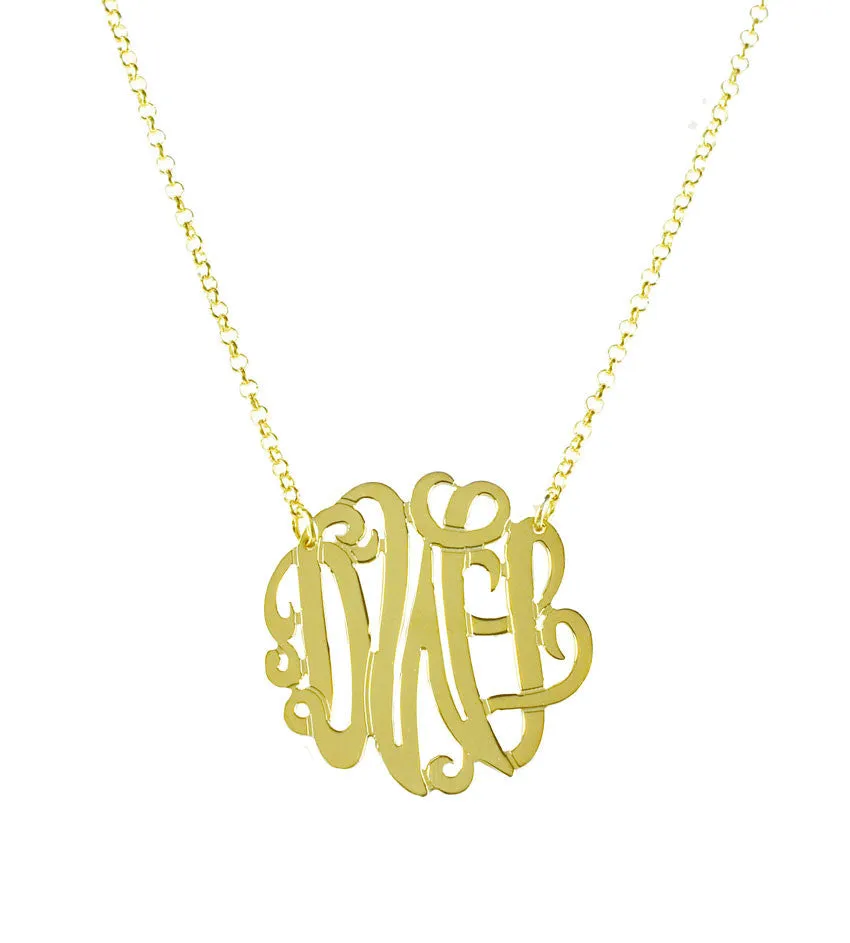 Gold Monogram Necklace - Bella Scroll