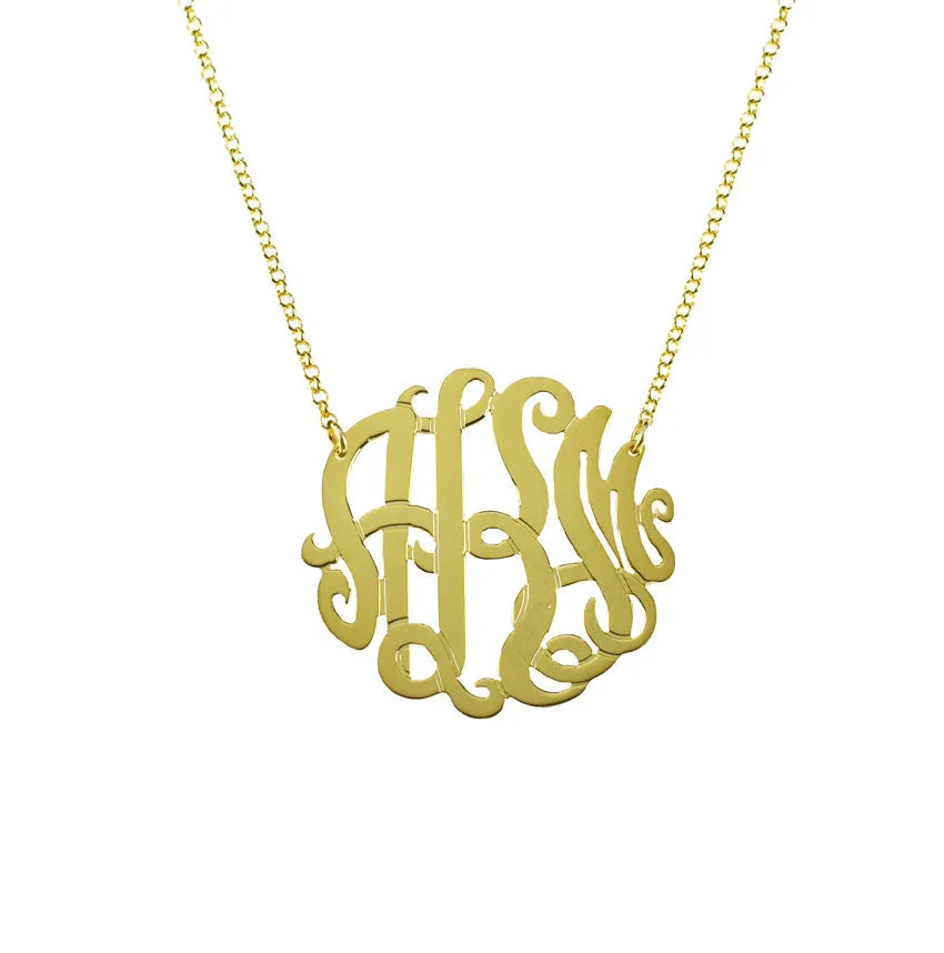 Gold Monogram Necklace - Bella Scroll