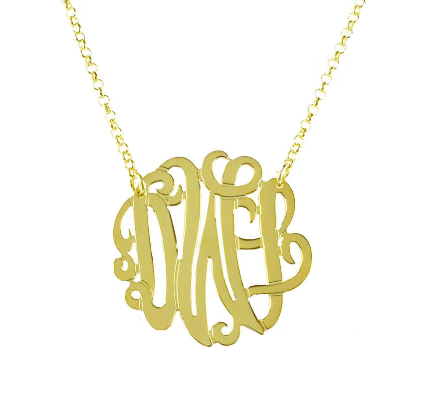 Gold Monogram Necklace - Bella Scroll