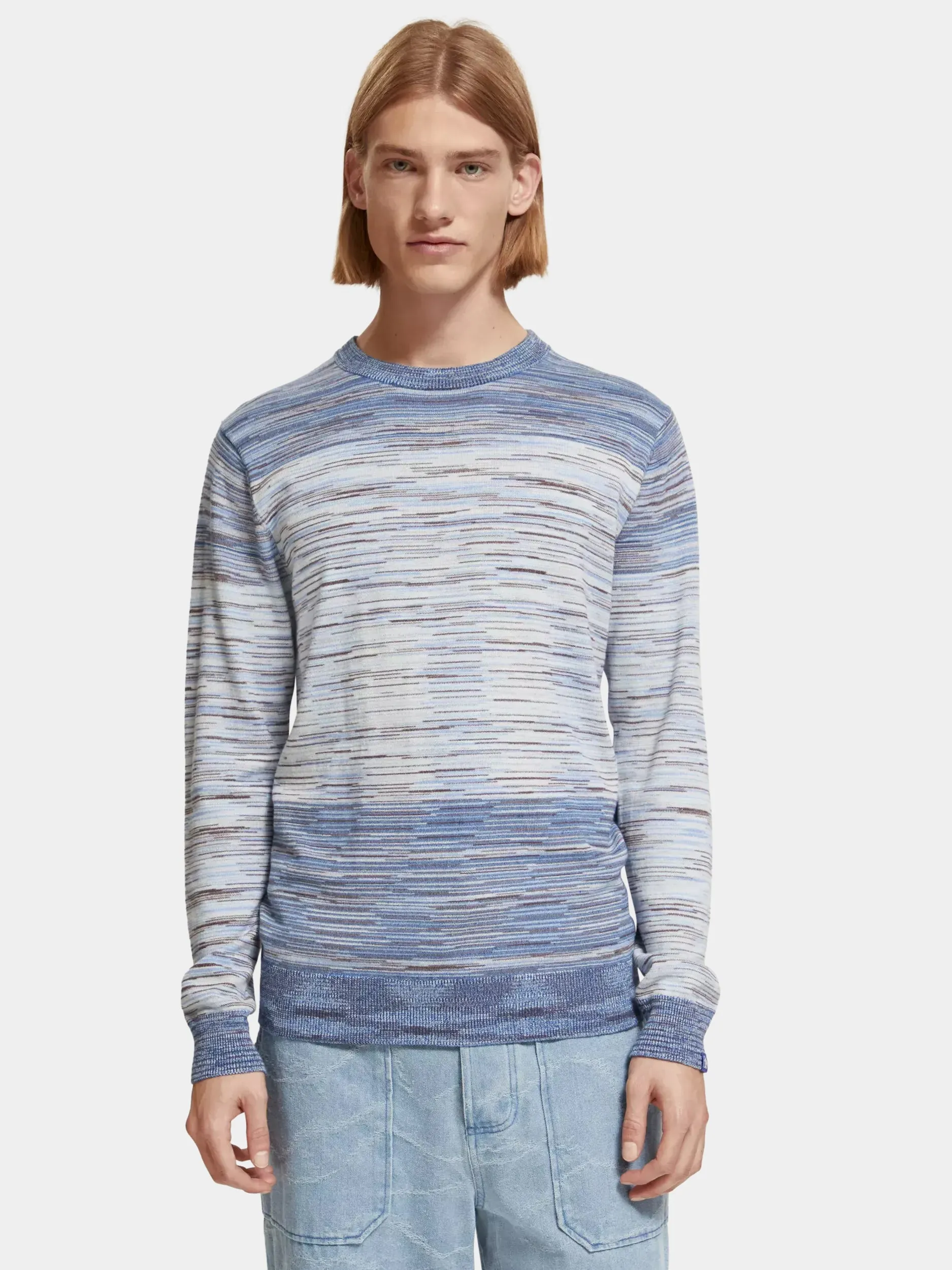 Gradient stripe crewneck sweater