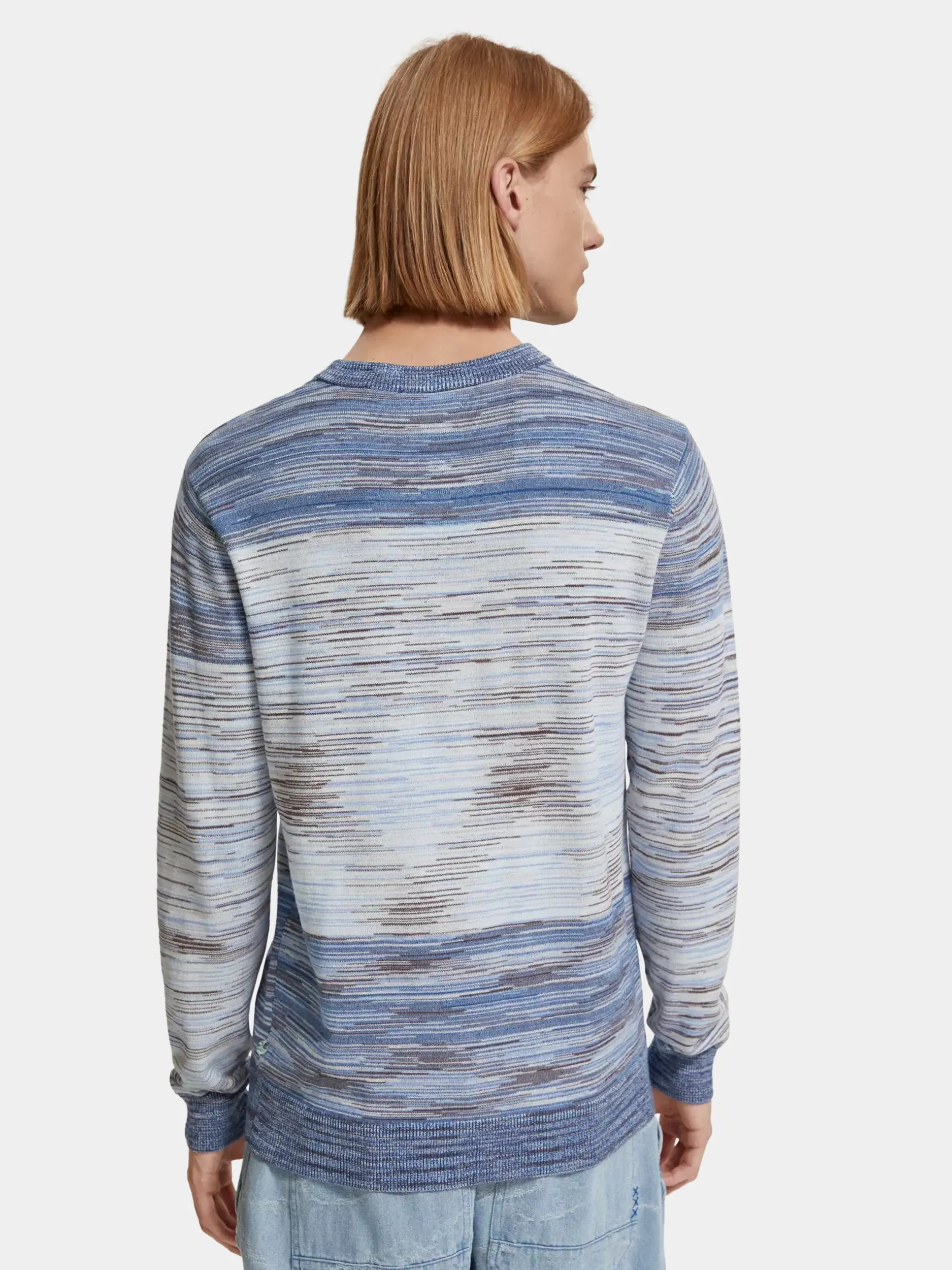 Gradient stripe crewneck sweater