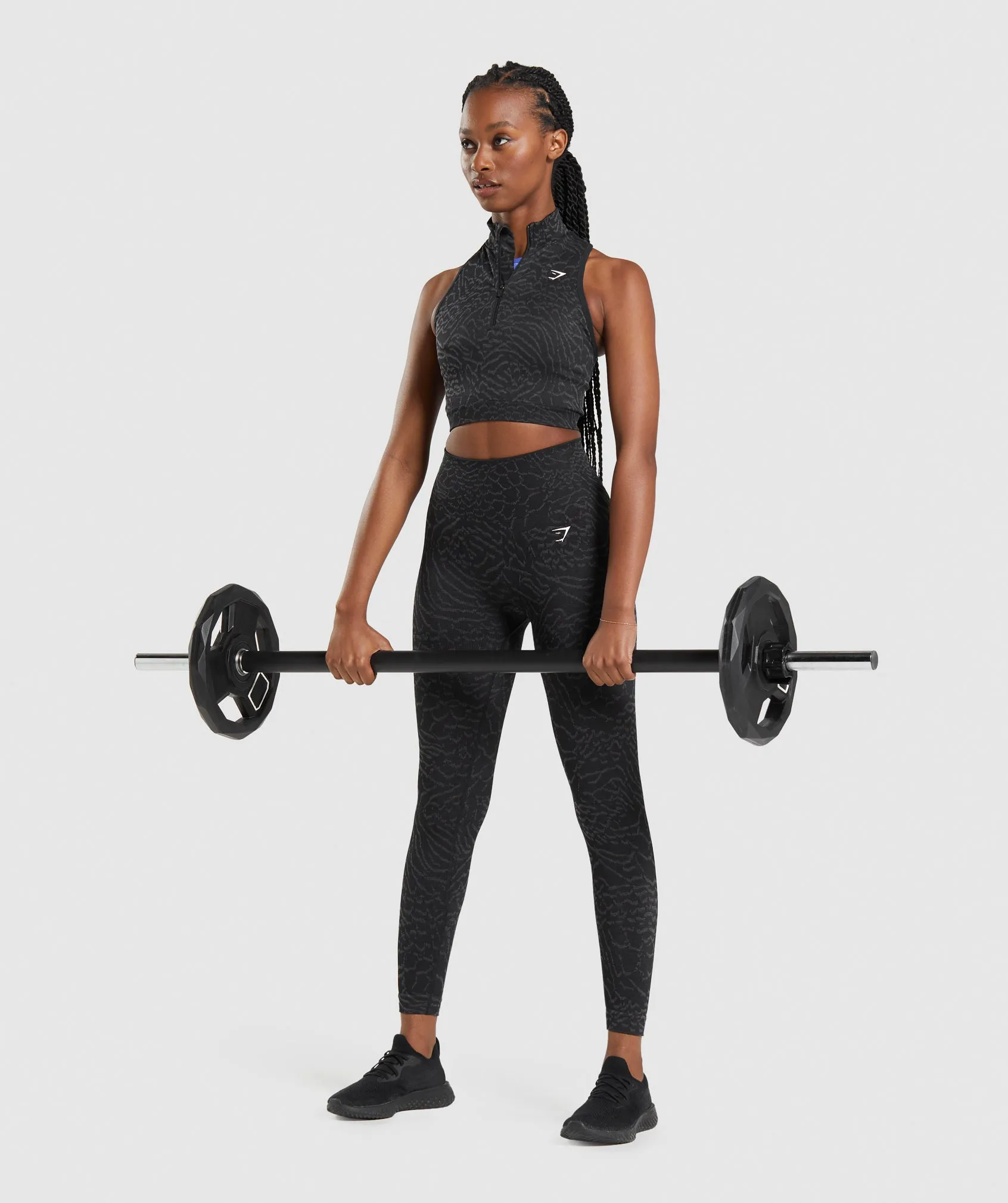 Gymshark Adapt Animal Seamless Crop 1/2 Zip - Black