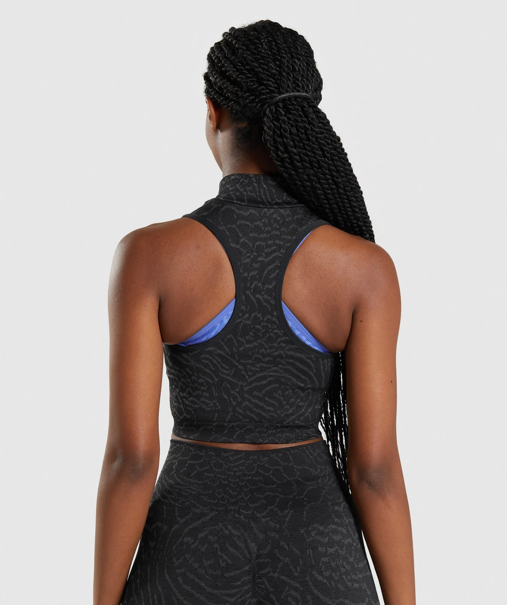 Gymshark Adapt Animal Seamless Crop 1/2 Zip - Black