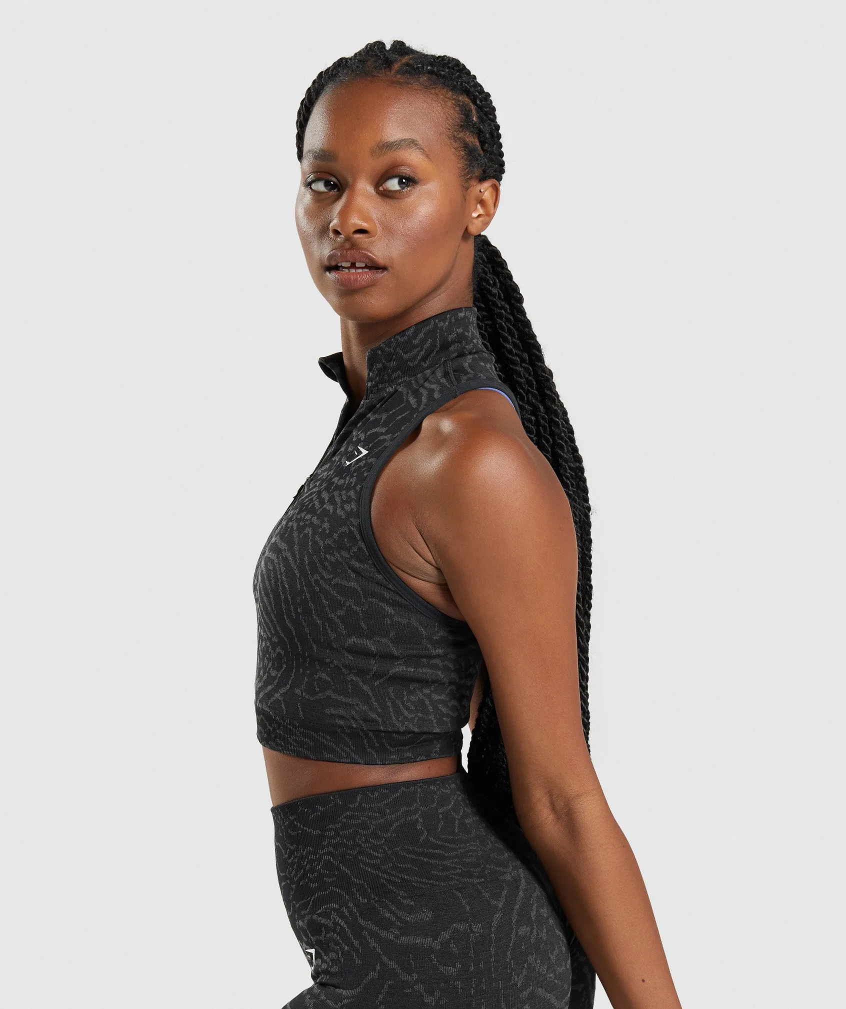 Gymshark Adapt Animal Seamless Crop 1/2 Zip - Black