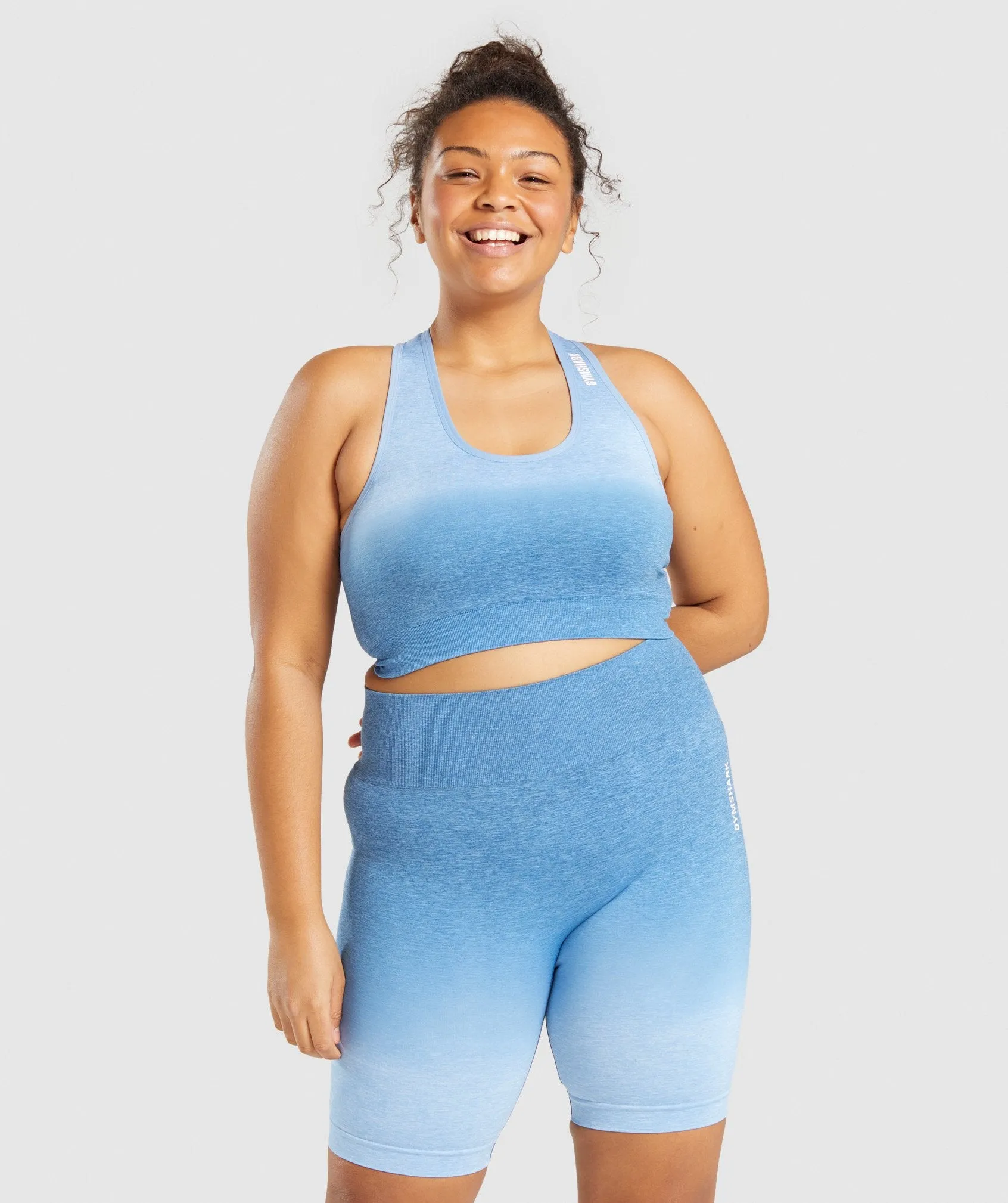 Gymshark Adapt Ombre Seamless Sports Bra - Light Blue Marl/Blue