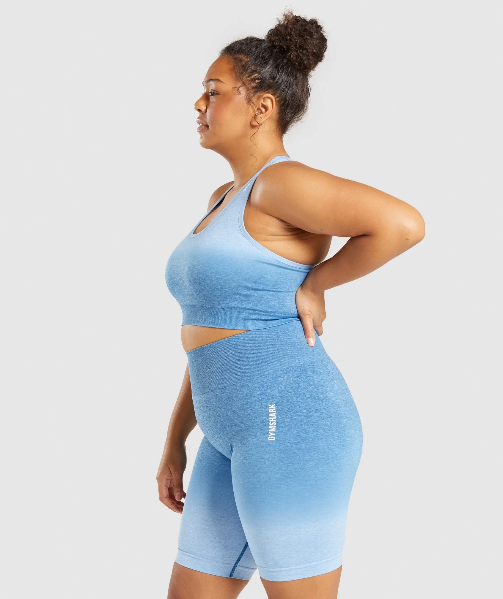 Gymshark Adapt Ombre Seamless Sports Bra - Light Blue Marl/Blue