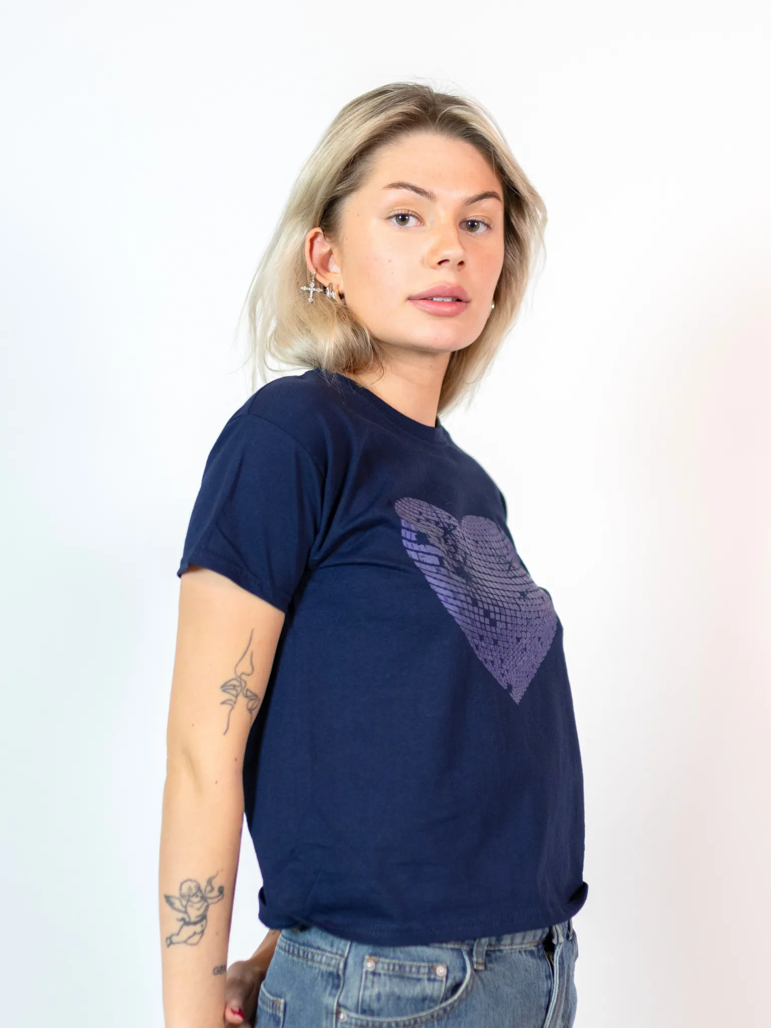 HEART DISCO (BLÅ) BABY TEE - NAVY