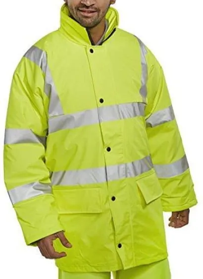 Hi Vis Waterproof Breathable & Lined Hooded Soft Touch Jacket En471 Beeswift B Dri-PULJ