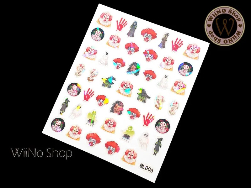 Holographic Clown Adhesive Nail Art Sticker - 1 pc (ML006)