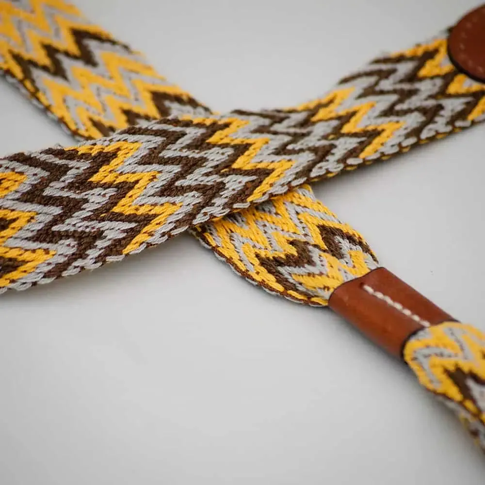 Hundeleine im Boho-Style - "Yellow zikzag leash" - Buddys