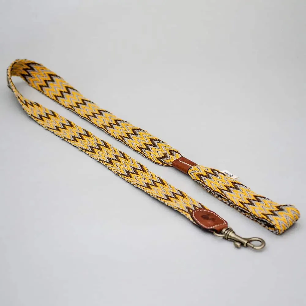 Hundeleine im Boho-Style - "Yellow zikzag leash" - Buddys