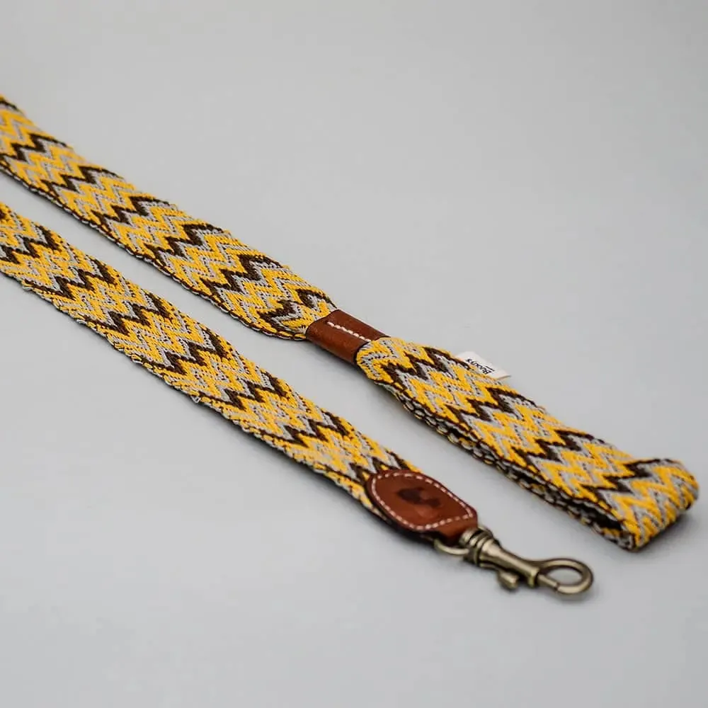 Hundeleine im Boho-Style - "Yellow zikzag leash" - Buddys