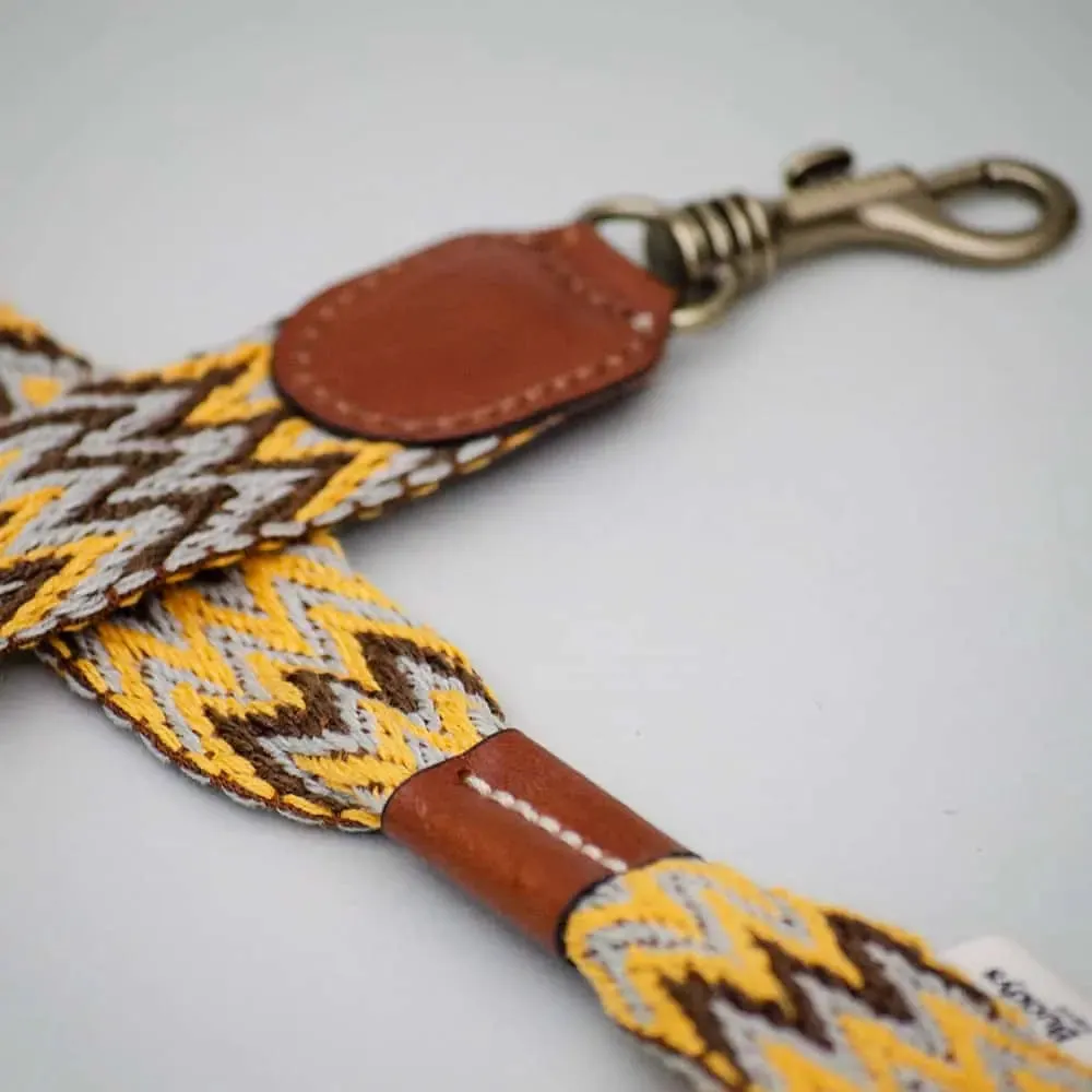 Hundeleine im Boho-Style - "Yellow zikzag leash" - Buddys